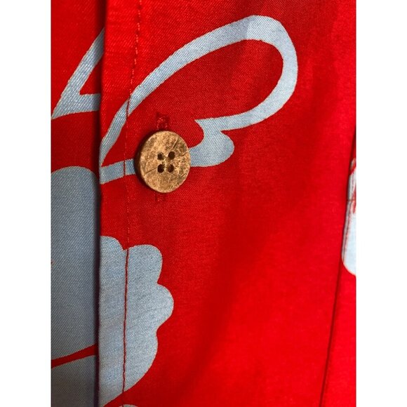 VINTAGE Y2K ANCHOR BLUE MEN'S BOLD RED HAWAIIAN BUTTON-DOWN SS SHIRT SZ XL - Picture 3 of 4